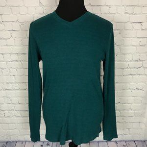Guess Mens Ribbed Green Thin Knit w| Faux Leather Patch